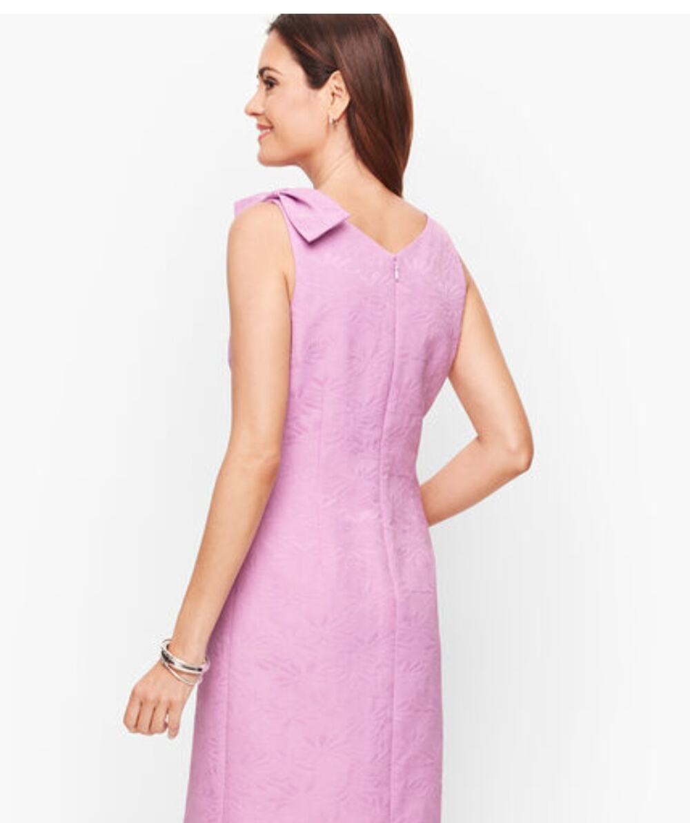 Talbots Matelassé Bow Detail Shift Dress Purple Career Work Classic Preppy